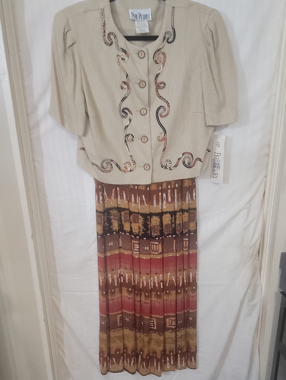 2 Piece Peri Petites Neutral and Earth Tones Dress